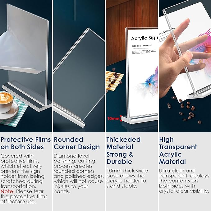 newnewshow Acrylic Sign Holder 5.5x8.5 Inch 3 Pack Vertical T Shape Double-Sided Desktop Display Holder. (Optional 8.5x11 8.5x5.5 5x7 Horizontal and Vertical)