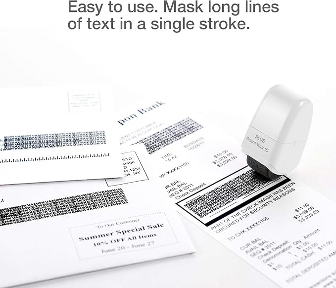 Guard Your ID Identity Protection Security Prevention Stamp Roller (Deluxe Multi-Color 4-Pack)