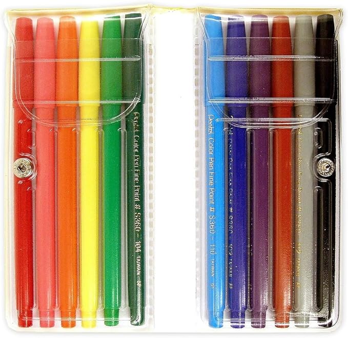 Pentel Arts Color Pen, 12-Color Set (S360-12)