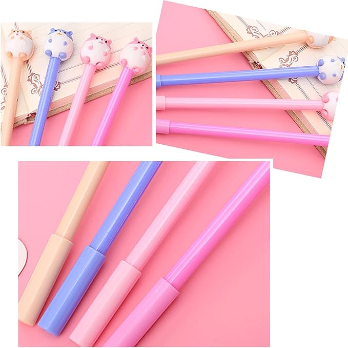 12 Pcs Cartoon Animal Pens, Kawaii School Supplies Pens Cute Cartoon Gel Ink Pens Boys Girls Cute Pens Suitable for Writing, Gifts for Children Teachers, Black Refill Pen Cap Rotate To Pull Out