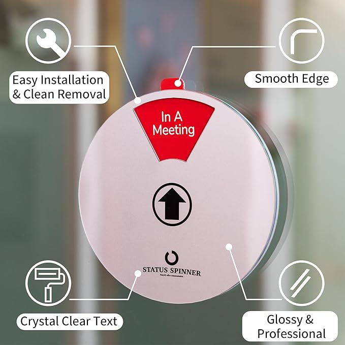 Out Of Office Sign for Door, 6 Options Status Private Sign, In a Meeting, Do Not Disturb, Working Remotely, Conference Sign for Offices