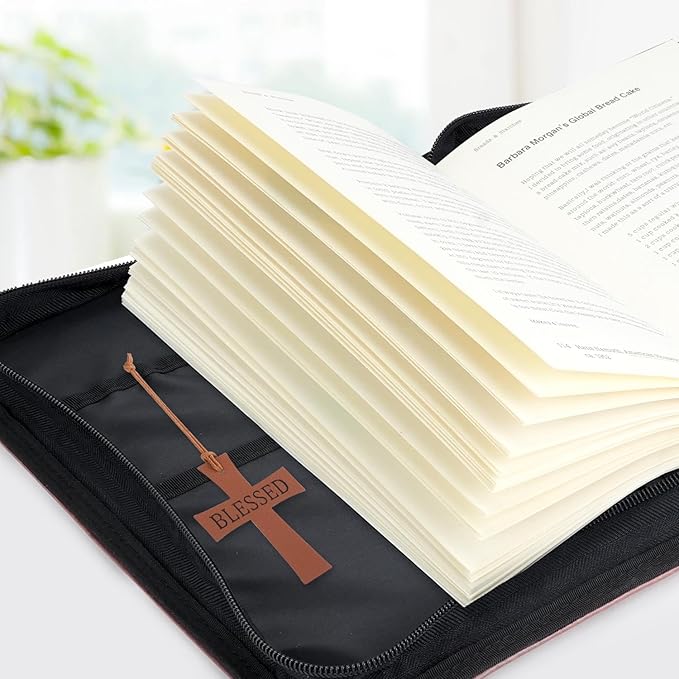 Bible Cover, Bible Covers Case for Women Men, Bible Case Bag, Large Book Carrying Case, Faux Leather Book Protector Case Fits Book 11.4X 8.2X 2.2 Inch, Teachers' Day Bible Accessories Gift