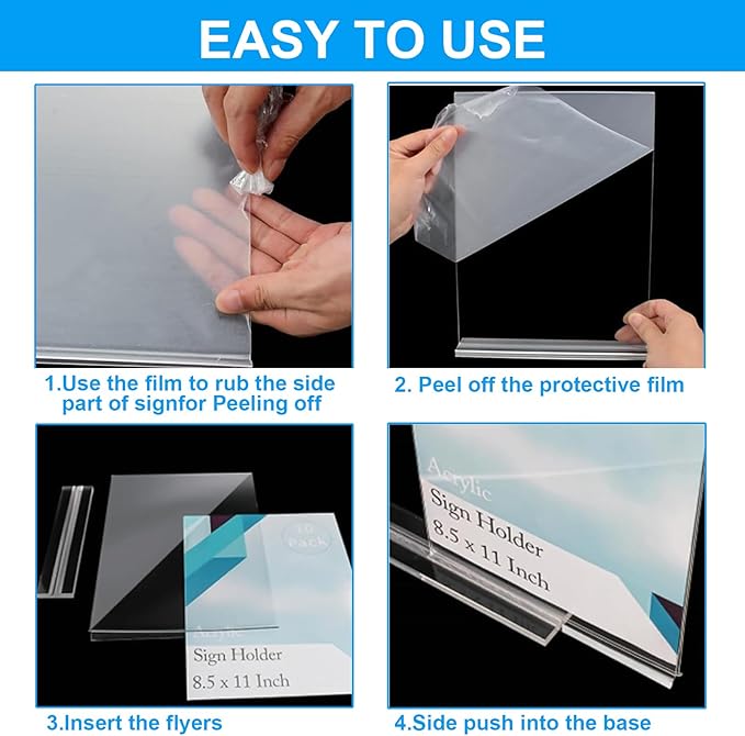 EHWINE 3 Pack Acrylic Sign Holder 8.5 x 11, Double-Sided Stand up Table Top Sign Holders, Clear Acrylic Picture Frame Menu Flyer Paper Holder Display Stand for Office Business Store Wedding Party