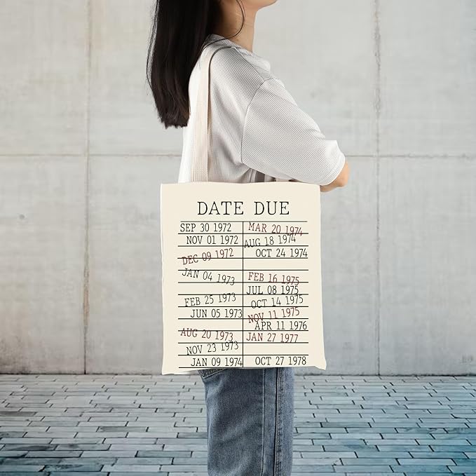Library Book Date Due Book Sleeve Gift Book Bag Gift for Book Lover Librarian Gift Bookish Gift (Date Due Tote Bag)