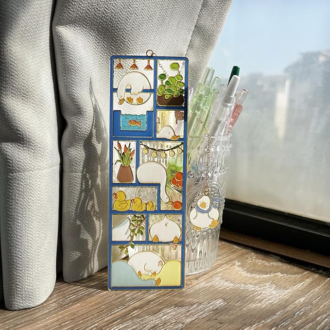 Metal Cat Bookmarks with Gift Box, Cat Pendent Book Markers for Book Lovers Bestfriend Cute Birthday Gifts Appreciation Gifts Mothers Day Teacher Student Gifts (Duck)