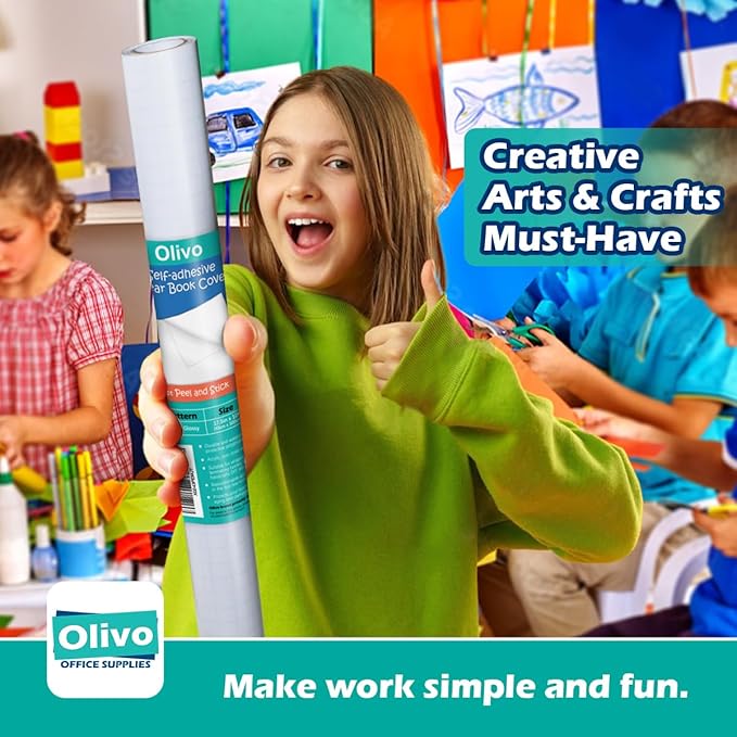 Olivo Clear Contact Paper Roll for Books Crafts 17.5 in x 10 ft Peel and Stick Adhesive Book Cover Plastic Protector