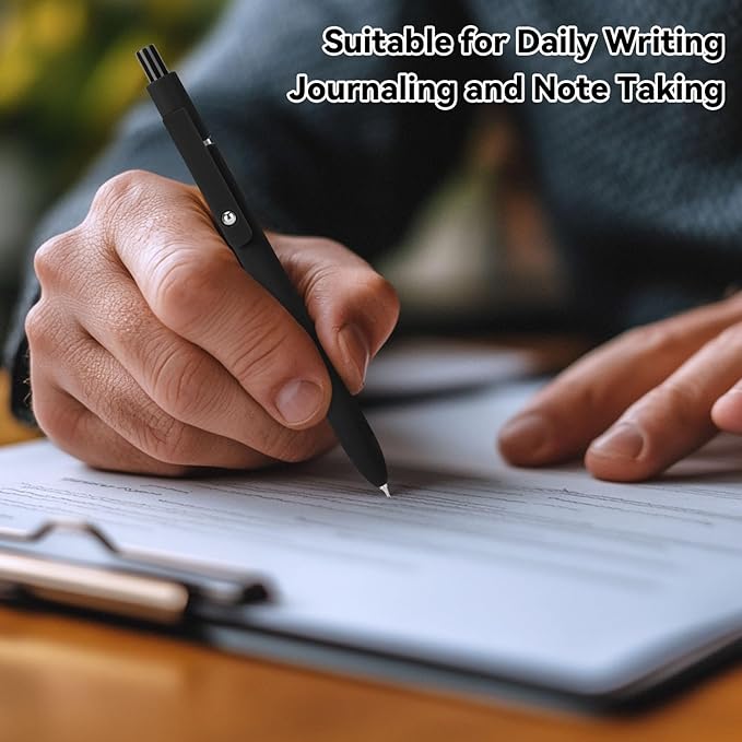 FIOVER Gel Pens,6Pcs Fine Point Smooth Writing Pens 0.5mm Black Gel Ink, High-End Series Ballpoint for Journaling Note Taking, Gifts for Women Men (6pcs-Black, Gray, White)