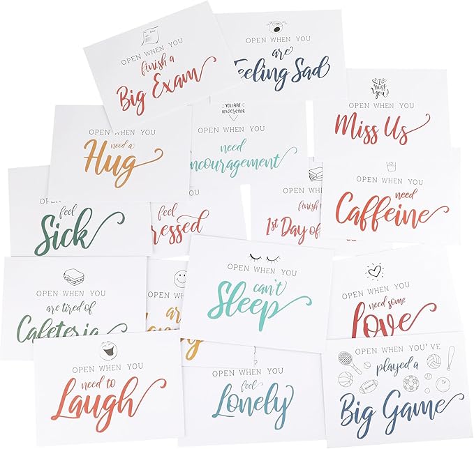 Open When Envelopes for College Student, 16Pcs Open When Letters Kit Envelopes, Away From Home College Gifts, Long Distance Relationship Present, Open When Cards for Daughter Son Boyfriend Girlfriend