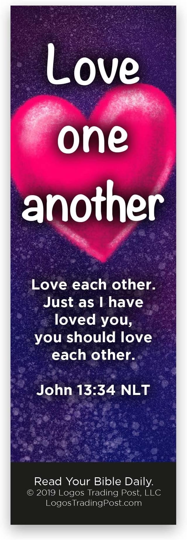 Love One Another, John 13:34, Bulk Pack of 25 Christian Bookmarks for Kids, Childrens Bible Verse Book Markers, Sunday School Prizes with Memory Verses, Scripture Gifts for Kids & Youth