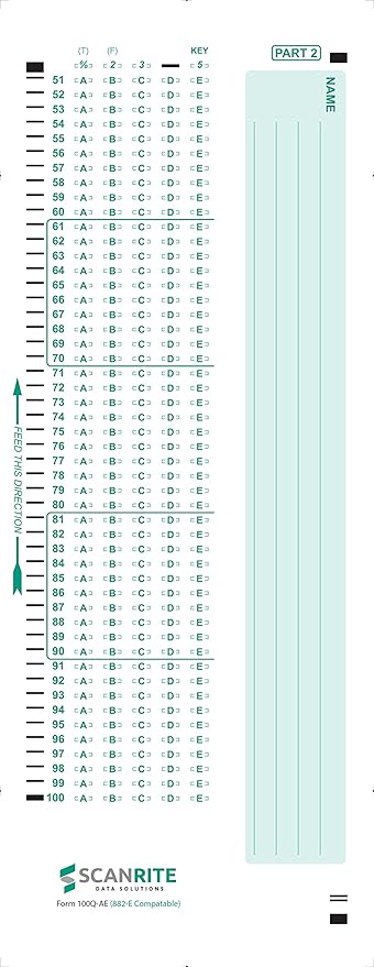 ScanRite - 882-E Scantron Compatible Testing Sheet (25 Sheet Pack)