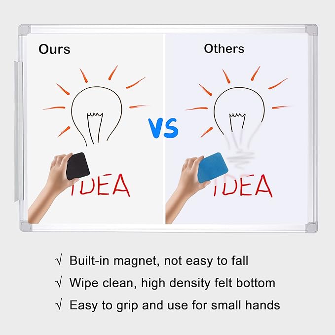 Dry Erase Erasers, IHPUKIDI 48 Pack Magnetic Whiteboard Dry Eraser Chalkboard Cleansers for Classroom, Home and Office (Black 2 x 2 Inch）