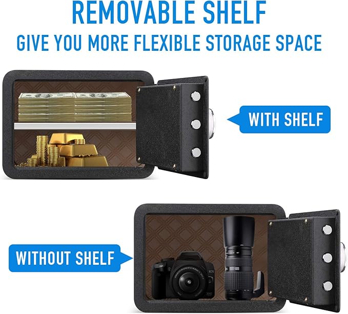 Tenamic Biometric Fingerprint Safe Box 0.85 Cubic Feet Fireproof Waterproof Safe Box with Induction Light and Leather, Solid Alloy Steel Office Hotel Home Cabinet Safe, Black