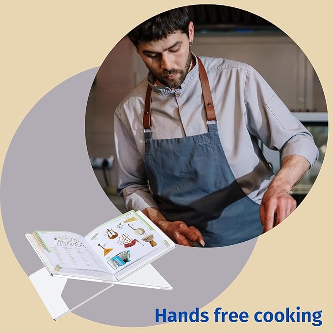 Acrylic Book Display Stand - Cookbook Holder for Kitchen, Clear