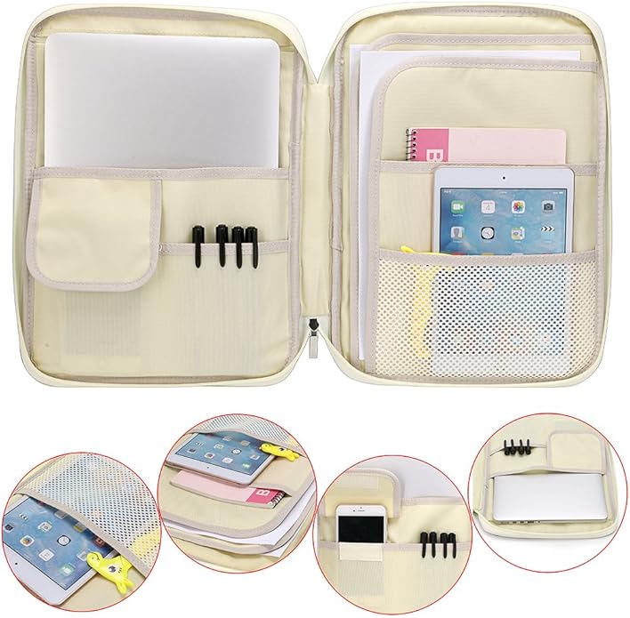 BTSKY New Multi-functional A4 Document Bags Portfolio Organizer-Travel Pouch Zippered Case for Ipads, Notebooks,Documents
