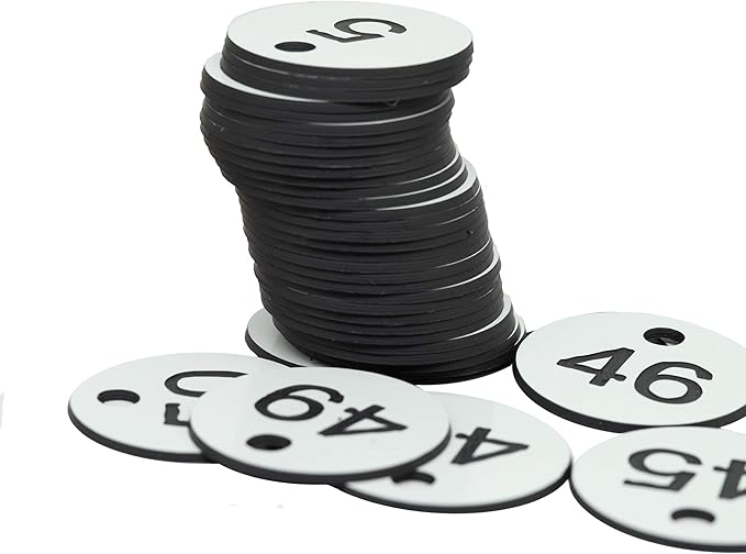 StayMax Plastic ID Number Tags Engraved Tags Key Tags Without Key Rings (1-100, White)