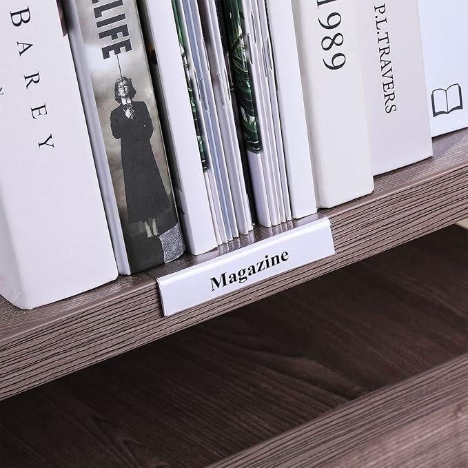 Containlol 15 Pieces Moveable Shelf Label Holders Clear Transparent Shelves Tags Index Card Pockets Library Markers Label Display Holder for Classroom Office Book(3.03 x 9.06 x 0.63 Inch)