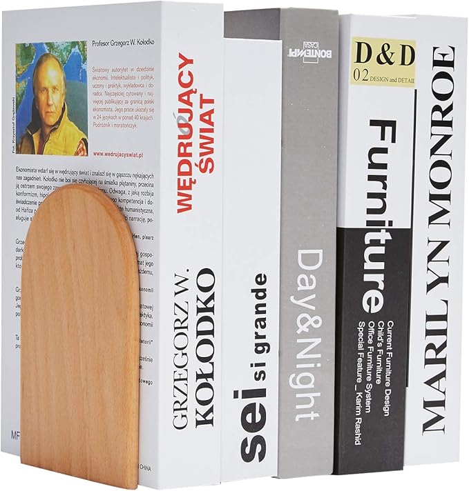 Pandapark Wood Bookends,Non-Skid Bookend for Shelves,Heavy Duty Bookends,Book Stand for Books/CDs,1 Pair