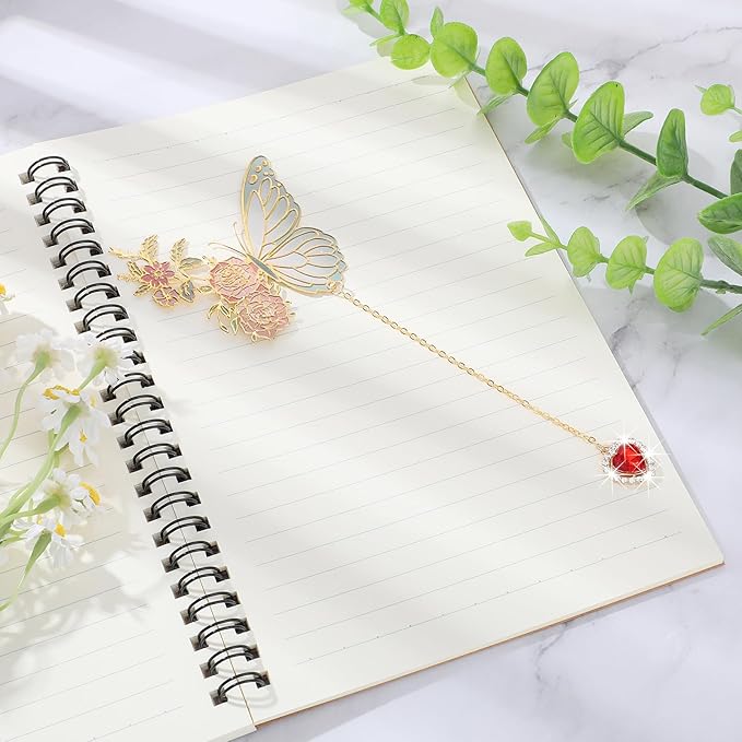 Butterfly Bookmarks for Women GjinxiCute Funny Metal Flower Bookmark Creative Tassel Book Marks Hollow Trim Page Markers Creative Exquisite Gifts Pendant Book-Markers Children's Day Present