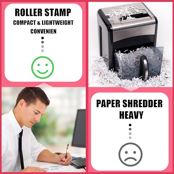 Nezyo 2 Pack Identity Protection Roller Stamp Identity Theft Stamp Confidential Roller Stamp Privacy Stamp Information Blocker Stamp and 4 Pack Refill Ink for ID Account Data Address Security(Peach)