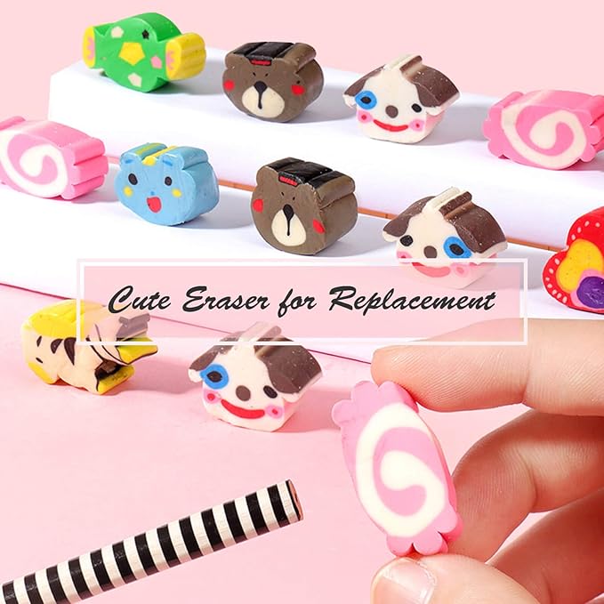 BUSHIBU Cute Pencils for Kids, Fun Pencil with Erasers Toppers, Woodcased #2 Pencils for School Classroom(12 Pack)