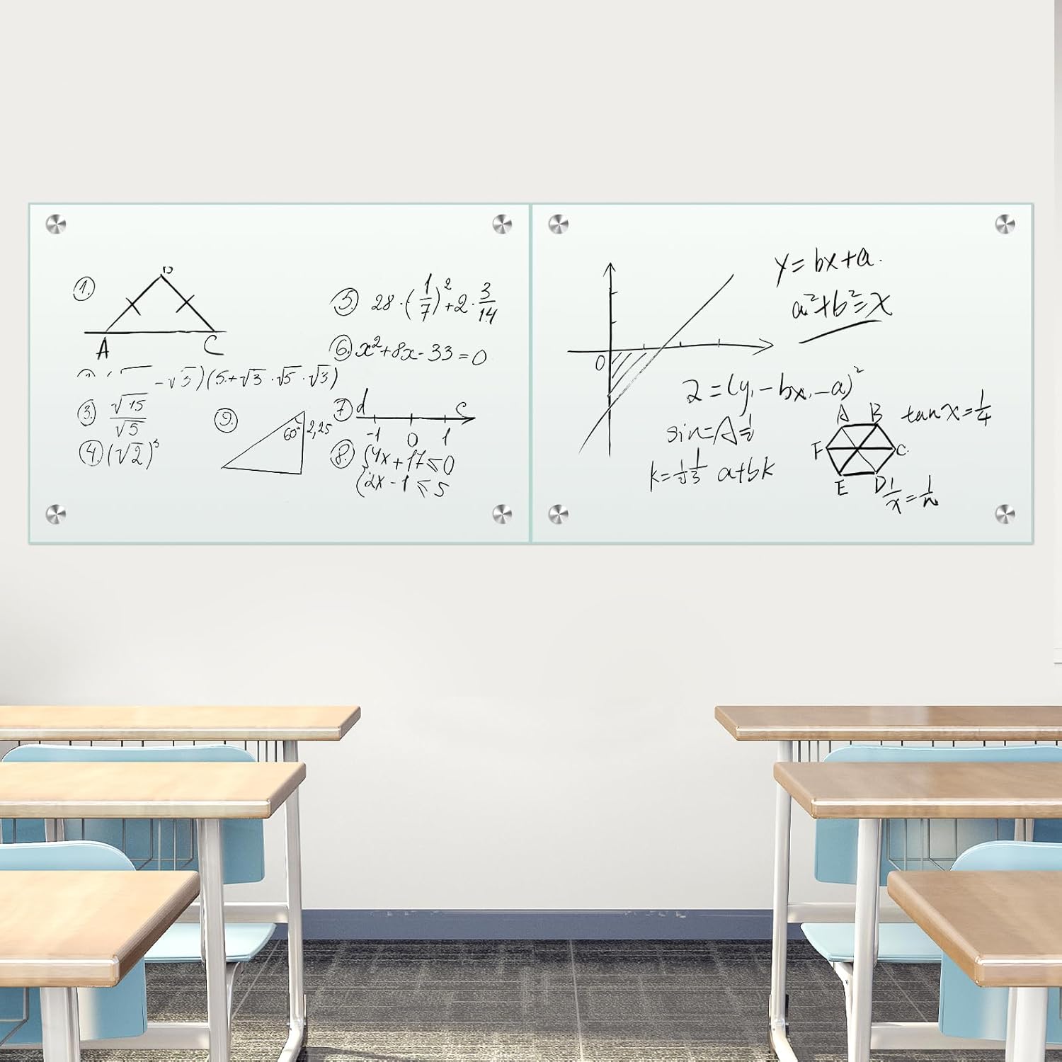 H-Qprobd Glass White Board for Wall Dry Erase Board 36" x 24" (2pcs) Magnetic Presentation Whiteboard for Home, Office and School