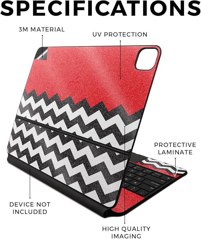 Glossy Glitter Skin Compatible With Apple Magic Keyboard for iPad Air 13-inch (M2) 2024 - Red Chevron - Premium 3M Vinyl Protective Wrap Decal Cover - Easy To Apply | Crafted in the USA by MightySkins