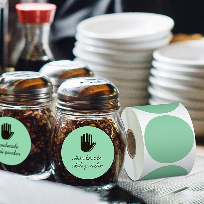 Misofuki 2" 750 Labels White Circle Direct Thermal Stickers Labels Roll Compatible with Zebra, Rollo, MUNBYN, Self-Adhesive Round Direct Thermal Labels