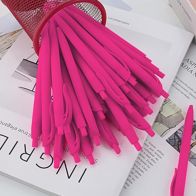 deegtran Pens Bulk, 200 Pack No Bleed Hot Pink Barrel Click Pens, Wholesale Retractable Ballpoint Pens, Pens Medium Point, Smooth Ink Pens, 1.0MM Black Ink