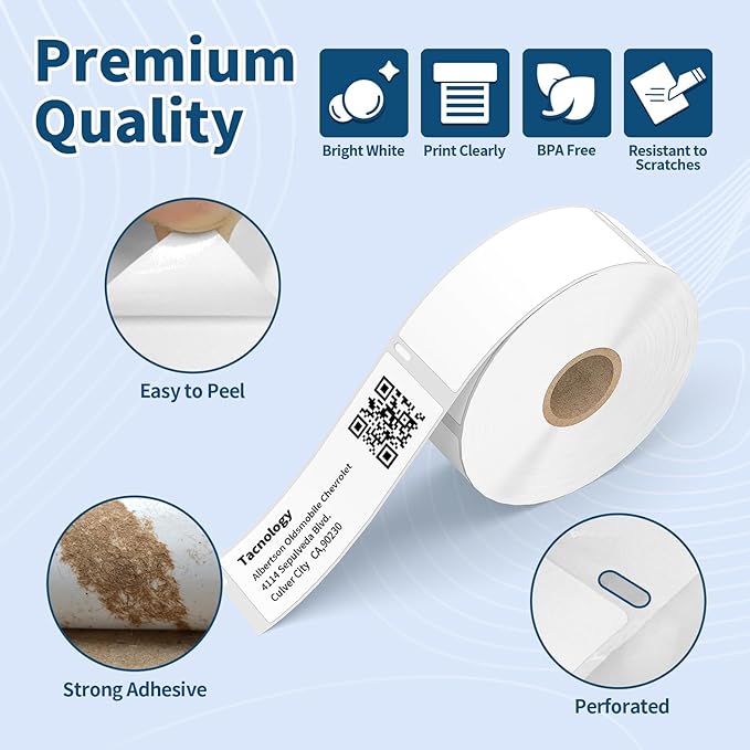 Tacnology 24 Rolls 8400 Labels Direct Thermal Labels Compatible with DYMO 30252 (1-1/8" x 3-1/2") Address & Barcode Labels for Dymo Label 450, 450 Turbo,4X & Zebra Desktop Printers