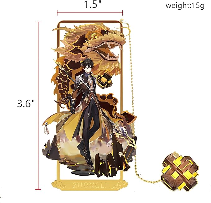 Zhongli with Chain Original Genshin Impact Metal Bookmark - Collect All Your Favorite Characters!