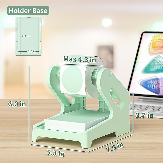 Label Holder Thermal Label Holder for Rolls and Fanfold Labels Shipping Label Stand Desktop Printer DIY Accessory Supplies for Home, Office (Fresh Green)