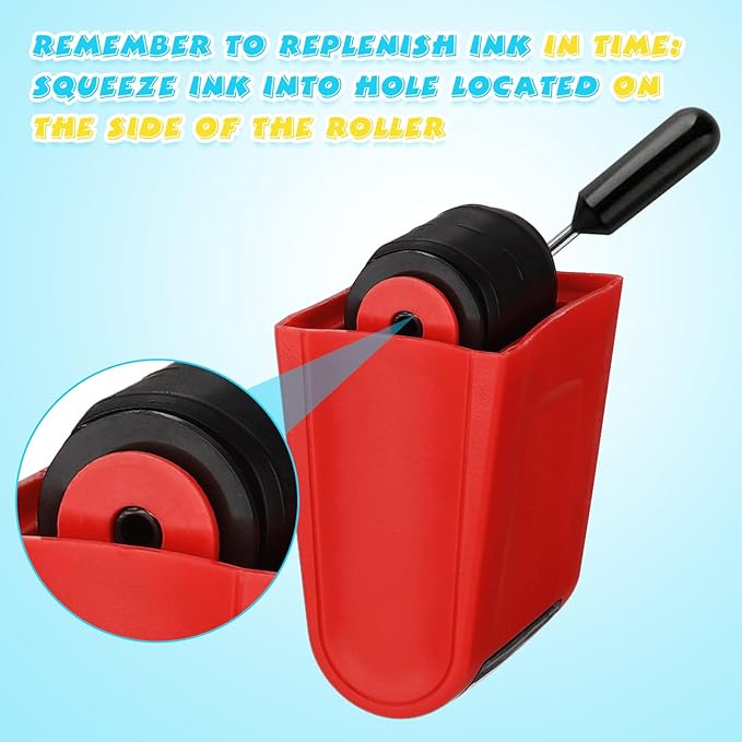 Sherr 2 Handwriting Line Stamp Roller Dashed Handwriting Lines Practice Roller Stamp for Kids, Teachers Kindergarten Education Classroom Back to School Need(2.72 x 2.44 x 1.54 Inch,Red)