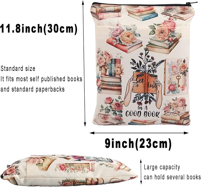 BWWKTOP Book Lover Book Sleeve With Pocket Book Berd Gifts Bookmark Sleeve Get Lost In A Good Book Book Covers Bookish Gift Book Protector (A Good Book)