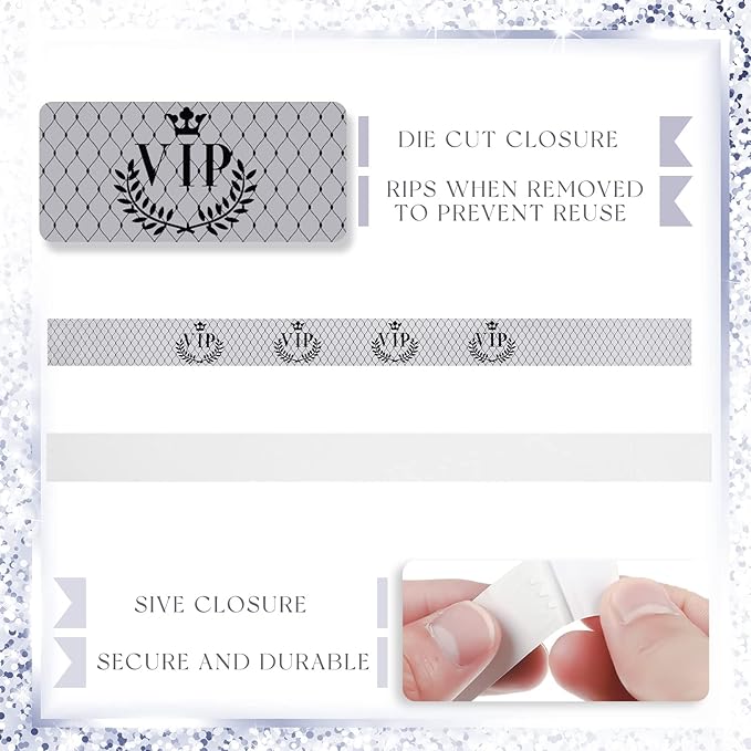 Jadive 500 Pieces Paper Wristbands VIP Plastic Waterproof Party Identification Wristbands Party Bracelets for Events Amusement Parks, Club, Concerts, Fairs, Festivals and Events(Silver)