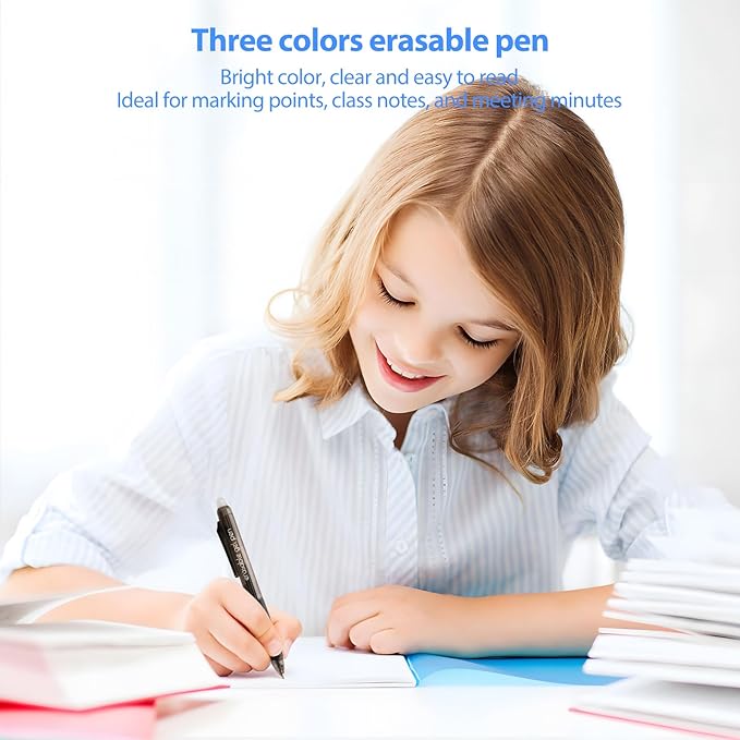 12-Pack Erasable Pen Set,Erasable pens, Erasable Gel Pen, 12-Pack, fine 0.7mm Erasable Pen for a smooth writing experience - perfect for school, office and as a gift for kids or friends.