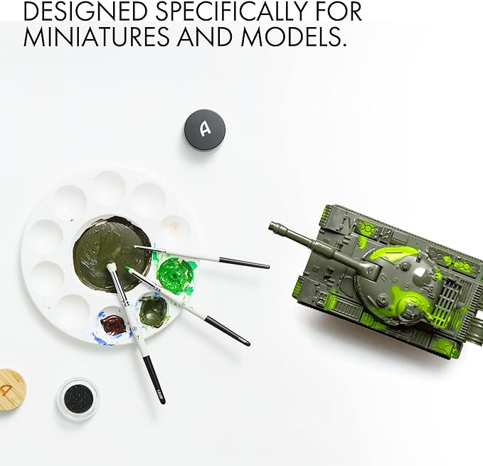 ARTIFY Drybrush Set with Dampening Pad and Brush Soap: 5 Sizes Professional-Grade Dry Brush for Effortless Miniature & Model Painting - Hobby Paint Brushes for Tabletop & Wargames Miniatures