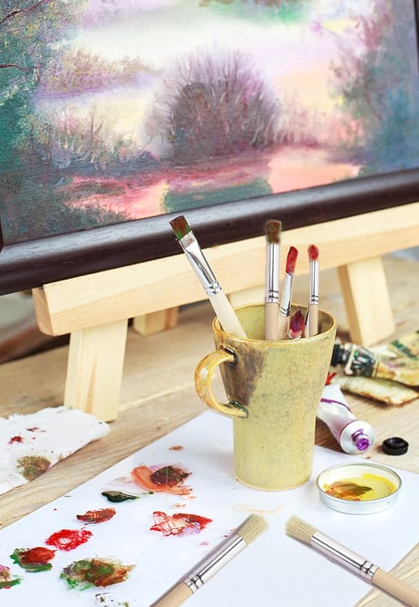 PENTA ANGEL Wooden Stencil Brush Natural Wood Bristle Template Art Paint Brushes for Acrylic Oil Watercolor Painting on Wood Wall Paper and Crafts Project DIY (6)