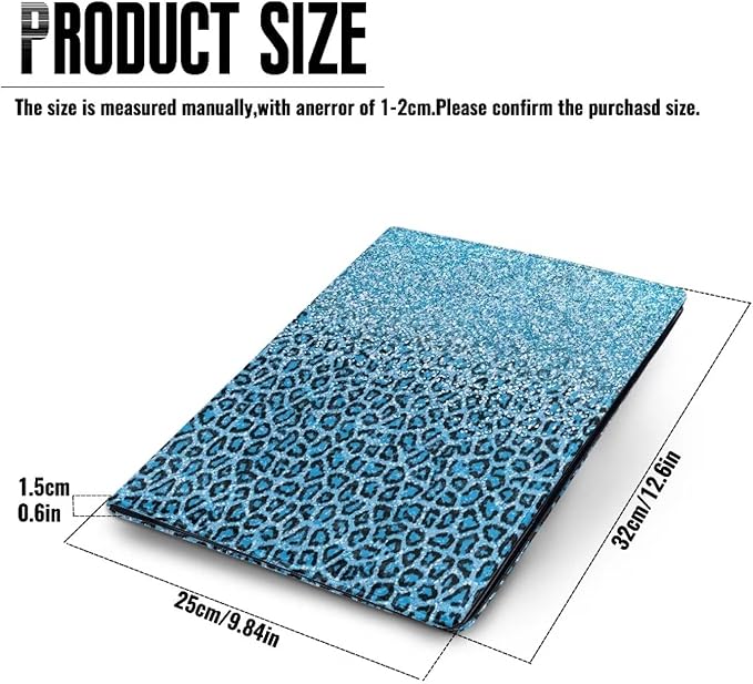 Office Folder Blue Leopard Print PU Leather Padfolio with A4 Size Clipboard Clip for Business Resume Interview Document Sleeve Binder Folder for Men/Women