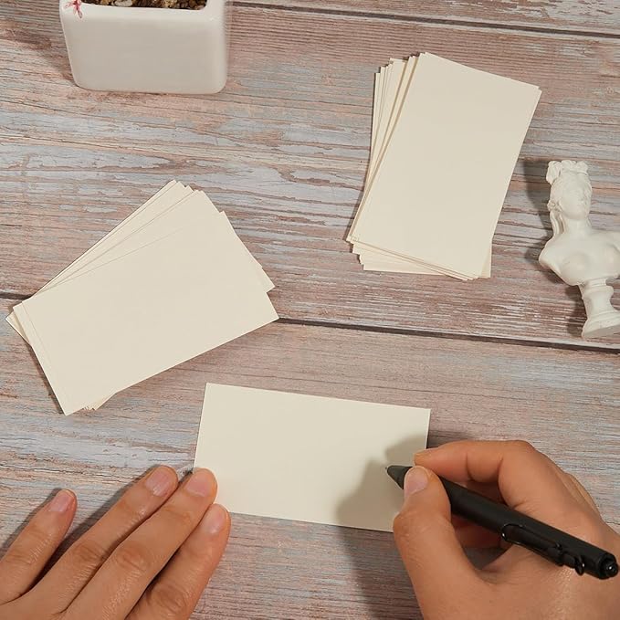 100 Pack Thick Paper Cardstock Blank Heavy Cards Stock for Invitations, Greeting Cards Making, Postcards, Photos, 250GSM Thick Paper (Cream, 2x3.5 inches)