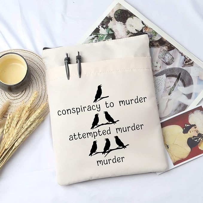 G2TUP Edgar Allan Poe Inspired Gift Attempted Murder Book Sleeve Raven and Crows Book Covers True Crime Gift Literature Gift Zipper Book Protector (Attempted Murder BS)