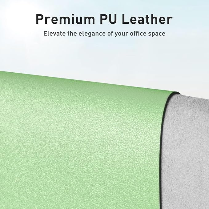 Aothia Leather Desk Pad Protector, Mouse Pad, Office Desk Mat, Non-Slip PU Leather Desk Blotter, Laptop Desk Pad, Waterproof Desk Writing Pad for Office and Home (31.5" x 15.7", Foam Green)