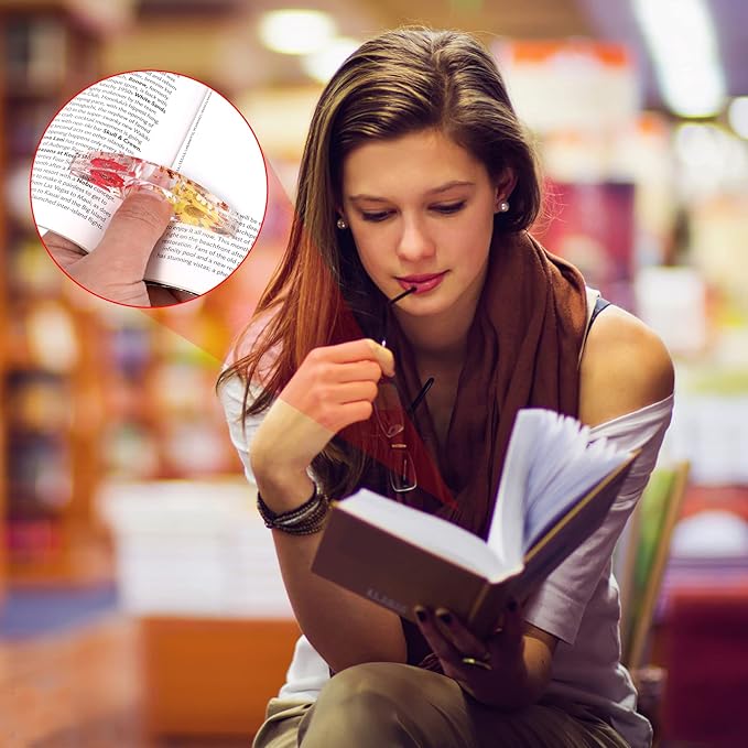 Prasacco 2 Pieces Book Page Holder, Dried Flower Resin Book Holders for Reading Thumb Ring Page Holder Flower Bookmark Reading Accessories for Readers Book Lovers Bookworm Bookmarks (3 PCS Style 2)