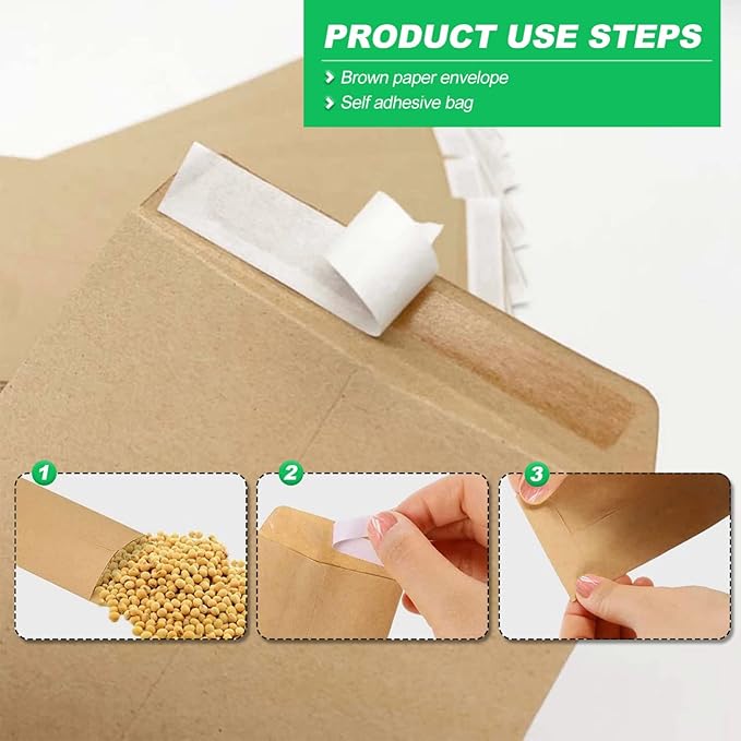 Small Money Coin Envelopes for Cash, 100pcs Self-Adhesive Cash Money Saving Envelopes Mini Kraft Seed Envelope for Packing Seeds Coins- 2.4 X 3.9 in