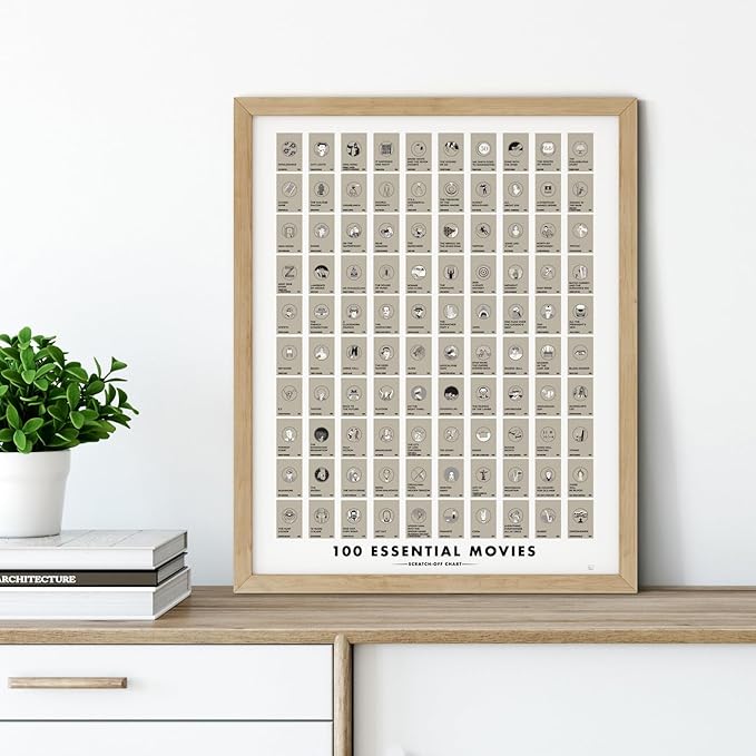 Pop Chart | 100 Essential Movies Scratch-Off Chart | 12" x 16" Scratch-Off Poster | Original Bucket List Poster of Must-See Movies | Featured in Wirecutter and on Huckberry