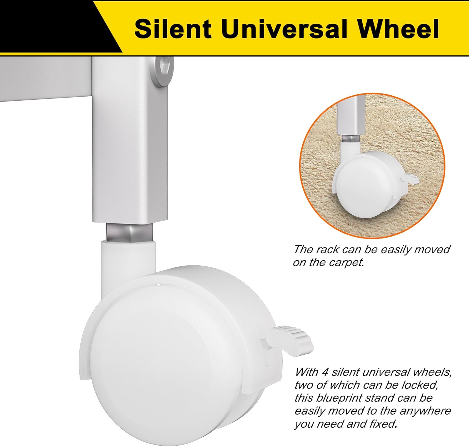 GIOTORENT Blueprint Storage Rack, Holder with Wheels, Map/Poster/Architectural Plan Storage, 12 Slots, 2 Brakes, Silent Wheels for Home, Office, School (White)