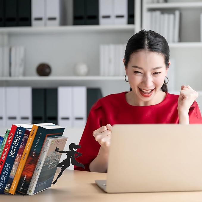 Artori Design Book Ends to Hold Books Heavy Duty - Hidden Metal Bookends for Shelves Desk or countertop - Bookend Book Holder for Home Decorative - Gift for Book End Lovers and Home Décor (Supergal)