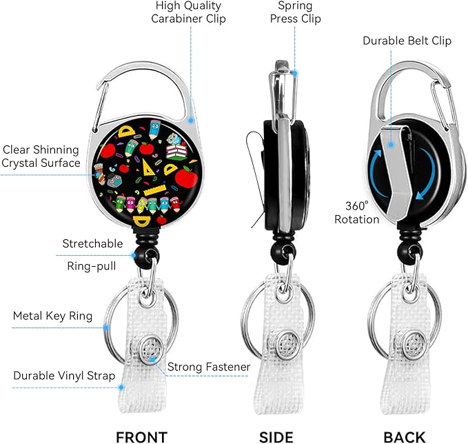 Cute Teacher Owl Badge Holder with Retractable Reel and Breakaway Lanyard，Badge Clips Retractable Heavy Duty Badge Reel，Funny Keychain，ID Holder with Breakaway Lanyard for School Nurse Office Teen