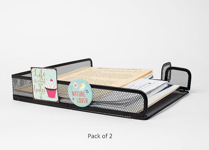 L-Tray Pack of 2, Paper Tray, Document Tray, Magnetic Steel