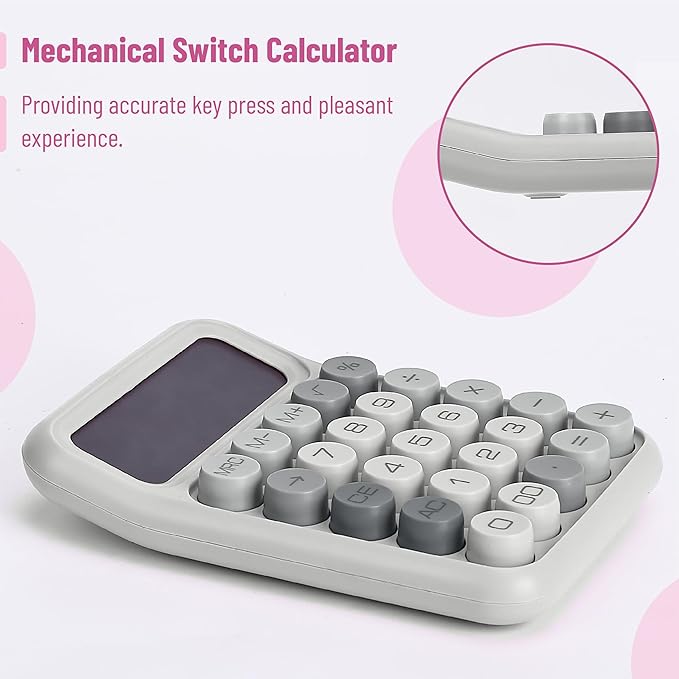 Mr. Pen- Mechanical Switch Calculator, 12 Digits, Large LCD Display, Gray Calculator Big Buttons, Mechanical Calculator, Calculators Desktop Calculator, Cute Calculator, Aesthetic Calculator