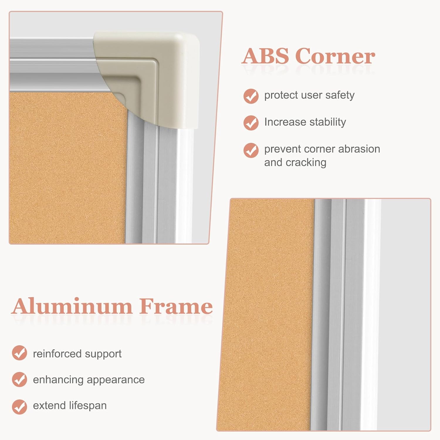 Double-Sided Large Cork Board, 60" x 40" Foldable Hanging Aluminum Framed Bulletin Board, Vision Board Pin Board Corkboards for Walls, Office, School Decor, 20 Pushpins